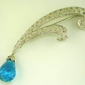 BLUE TOPAZ & DIAMOND PIN