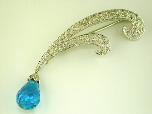 BLUE TOPAZ & DIAMOND PIN