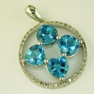 BLUE TOPAZ & DIAMOND PENDANT