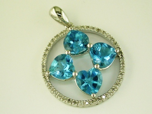 BLUE TOPAZ & DIAMOND PENDANT