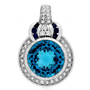 BLUE TOPAZ & DIAMOND PENDANT