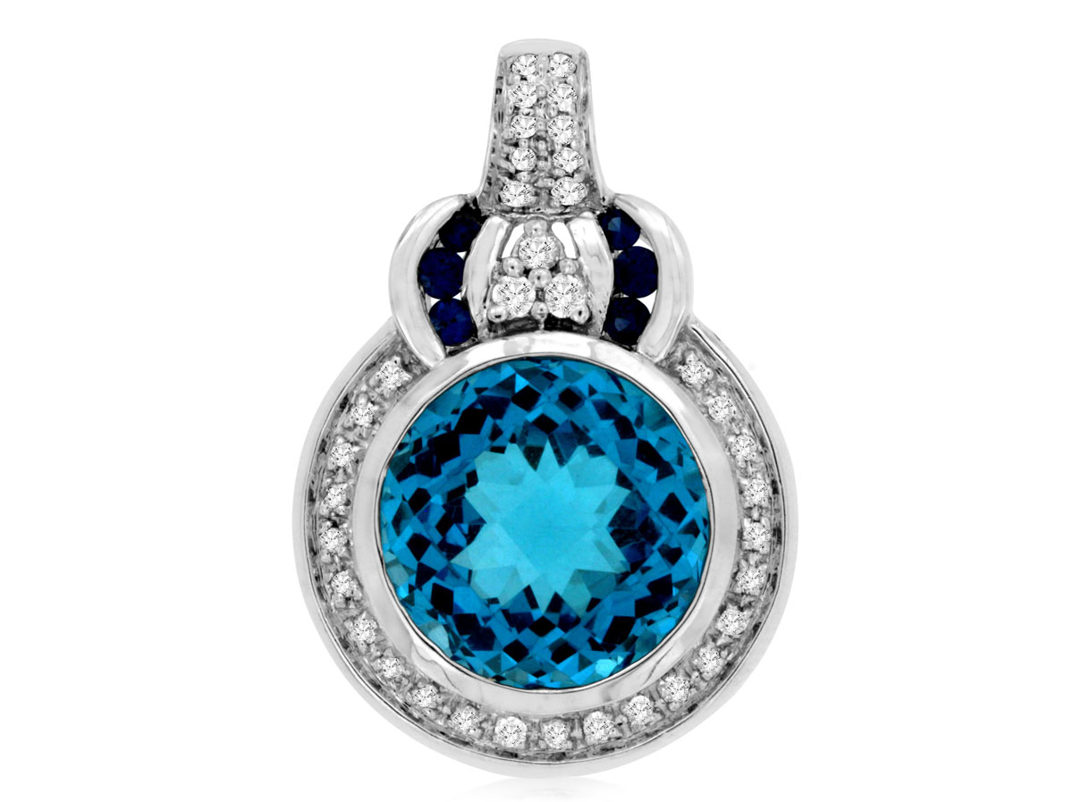 BLUE TOPAZ & DIAMOND PENDANT