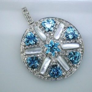 BLUE TOPAZ & DIAMOND PENDANT