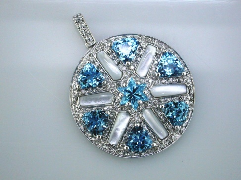 BLUE TOPAZ & DIAMOND PENDANT