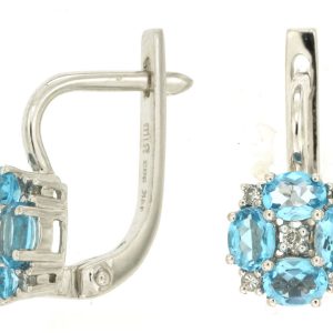 DIAMOND & BLUE TOPPAZ EARRING