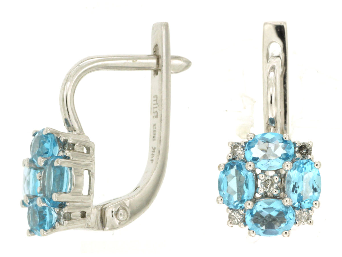 DIAMOND & BLUE TOPPAZ EARRING
