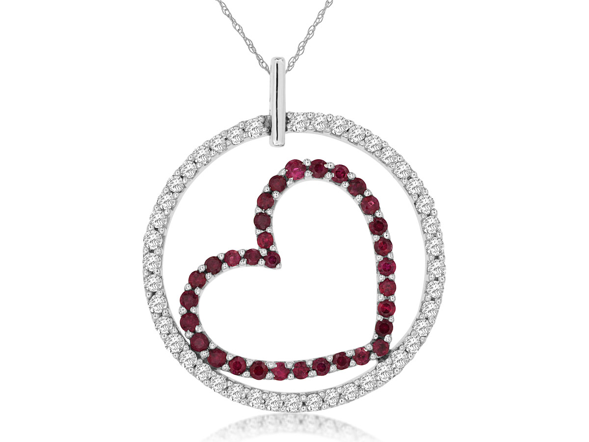 RUBY & DIA HEART PENDANT