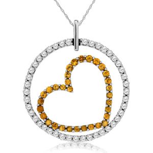DIA & YELLOW ‘SP’ HEART PENDAN