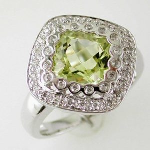 LEMON QUARTZ & DIAMOND RING