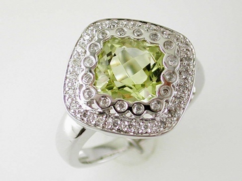 LEMON QUARTZ & DIAMOND RING