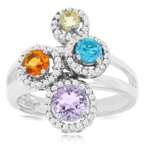 DIAMOND & MULTI COLOR RING
