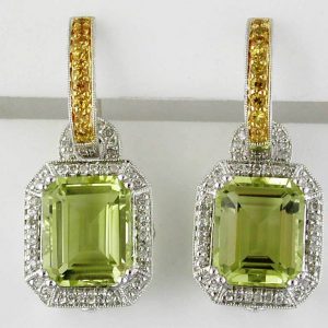 LEMON QUARTZ & DIAMOND EARRING
