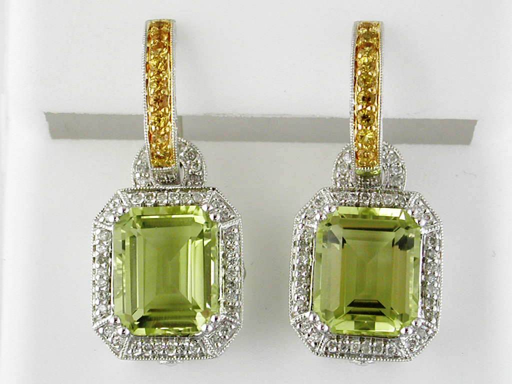 LEMON QUARTZ & DIAMOND EARRING