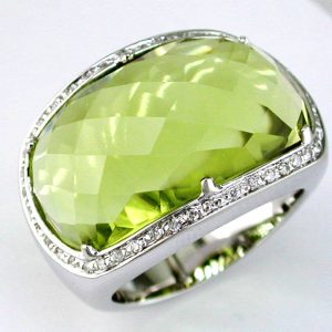DIAMOND & LEMON QUARTZ RING