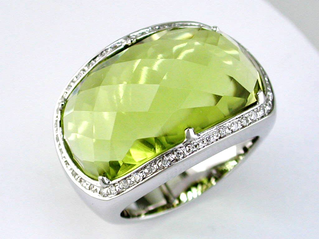 DIAMOND & LEMON QUARTZ RING