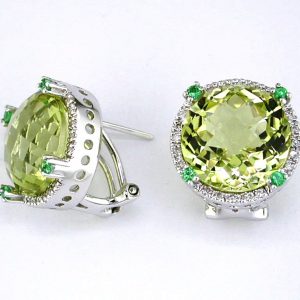 DIAMOND & LEMON QUARTZ EARRING