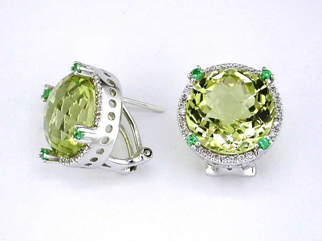 DIAMOND & LEMON QUARTZ EARRING