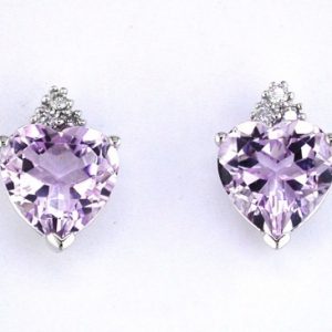 AMETHYST & DIA HEART EARRING