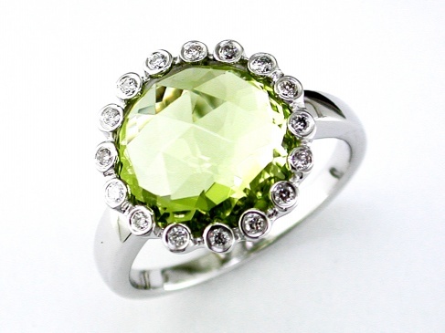 DIAMOND & LEMON QUARTZ RING