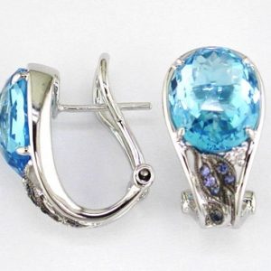 BLUE TOPAZ & DIAMOND EARRING