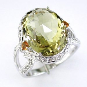 DIAMOND & LEMON QUARTZ RING