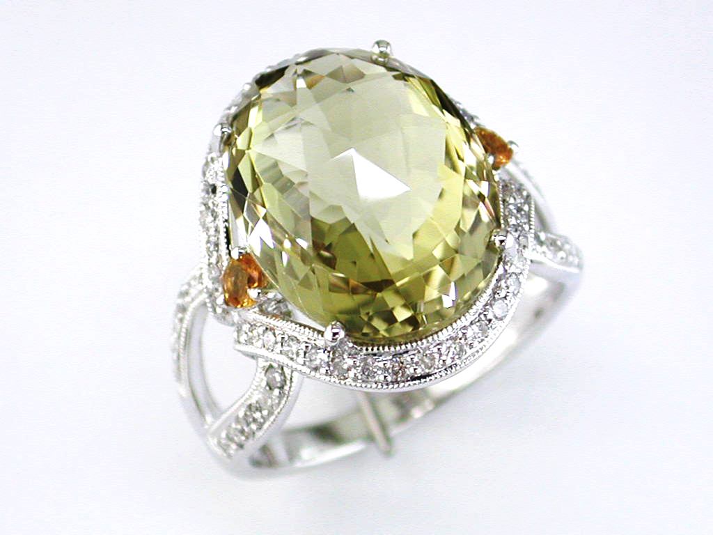 DIAMOND & LEMON QUARTZ RING