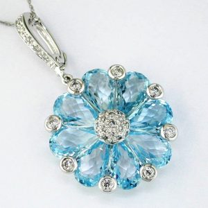 BLUE TOPAZ & DIAMOND PENDANT