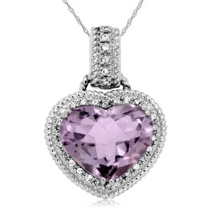 AMETHYST & DIA HEART PENDANT
