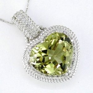 DIA & LEMON QUARTZ HEART PEND