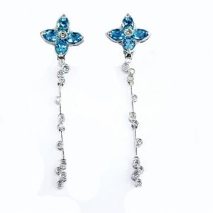 BLUE TOPAZ & DIAMOND EARRING