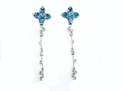 BLUE TOPAZ & DIAMOND EARRING