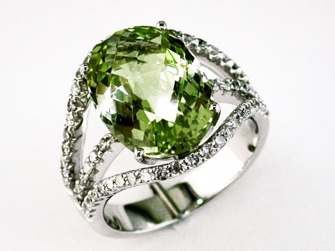 DIAMOND & LEMON QUARTZ RING