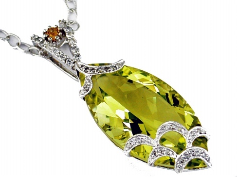 DIAMOND &LEMON QUARTZ PENDANT