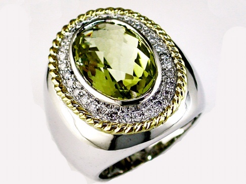 DIAMOND & LEMON QUARTZ RING