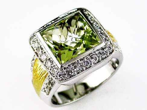 DIAMOND & LEMON QUARTZ RING