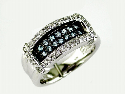 BLUE TOPAZ & DIAMOND RING
