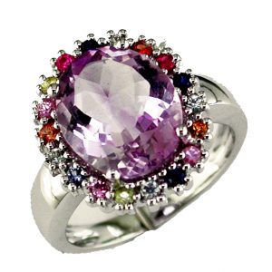 AMETHYST & MULTI COL ‘SP’ RING
