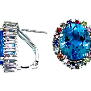 BLUE TOPAZ &MUL COL’SP’EARRING