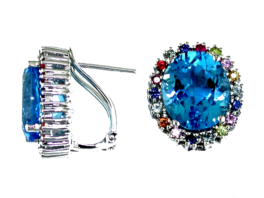 BLUE TOPAZ &MUL COL'SP'EARRING