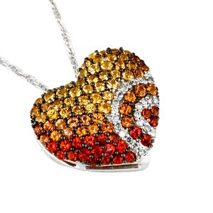DIA & FANCY SAPP HEART PENDANT