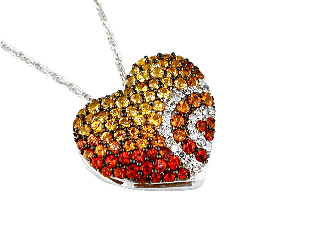 DIA & FANCY SAPP HEART PENDANT