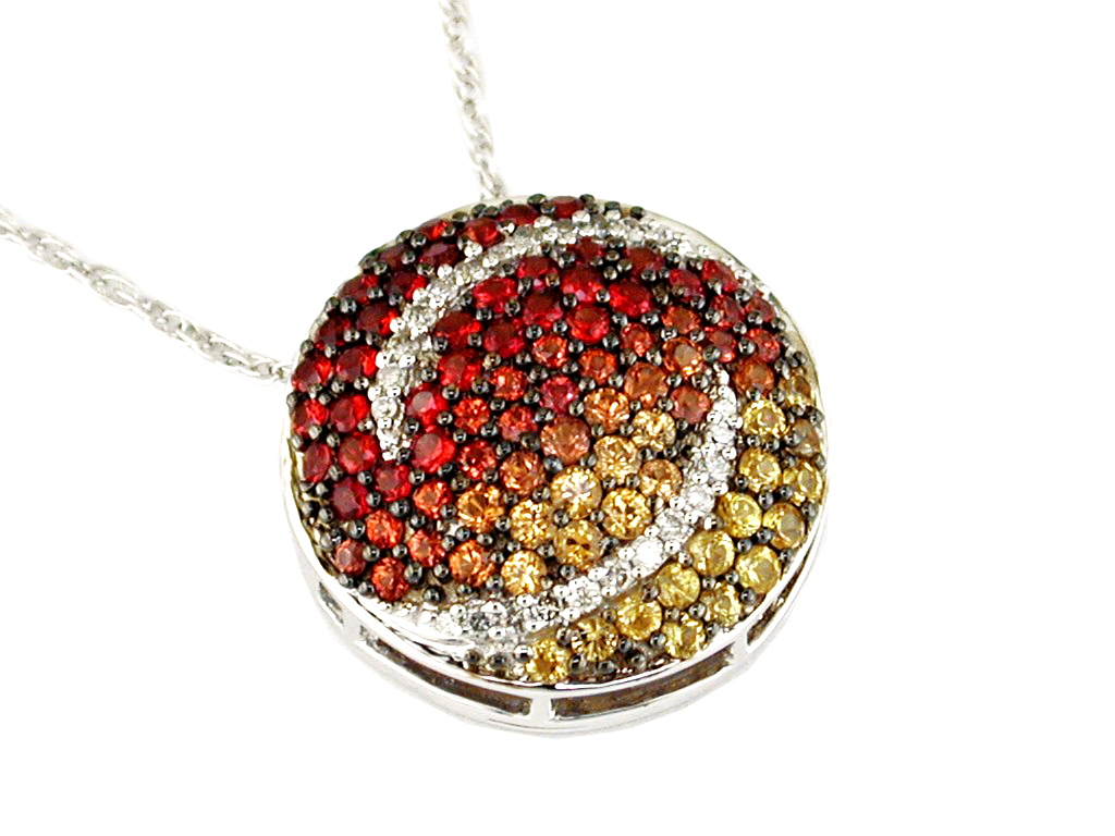 DIA & FANCY SAPP CIRCLE PENDAN