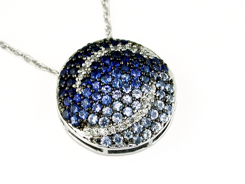 SAPPHIRE & DIA CIRCLE PENDANT