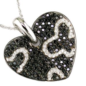 BLACK DIA & DIA HEART PENDANT