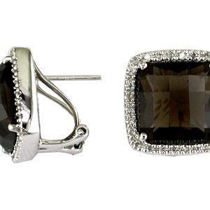 SMOKY QUARTZ & DIAMOND EARRING