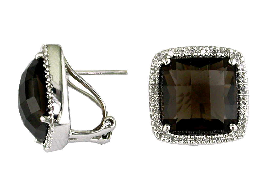 SMOKY QUARTZ & DIAMOND EARRING