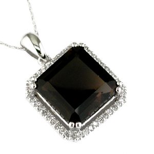 SMOKY QUARTZ & DIAMOND NECKLAC