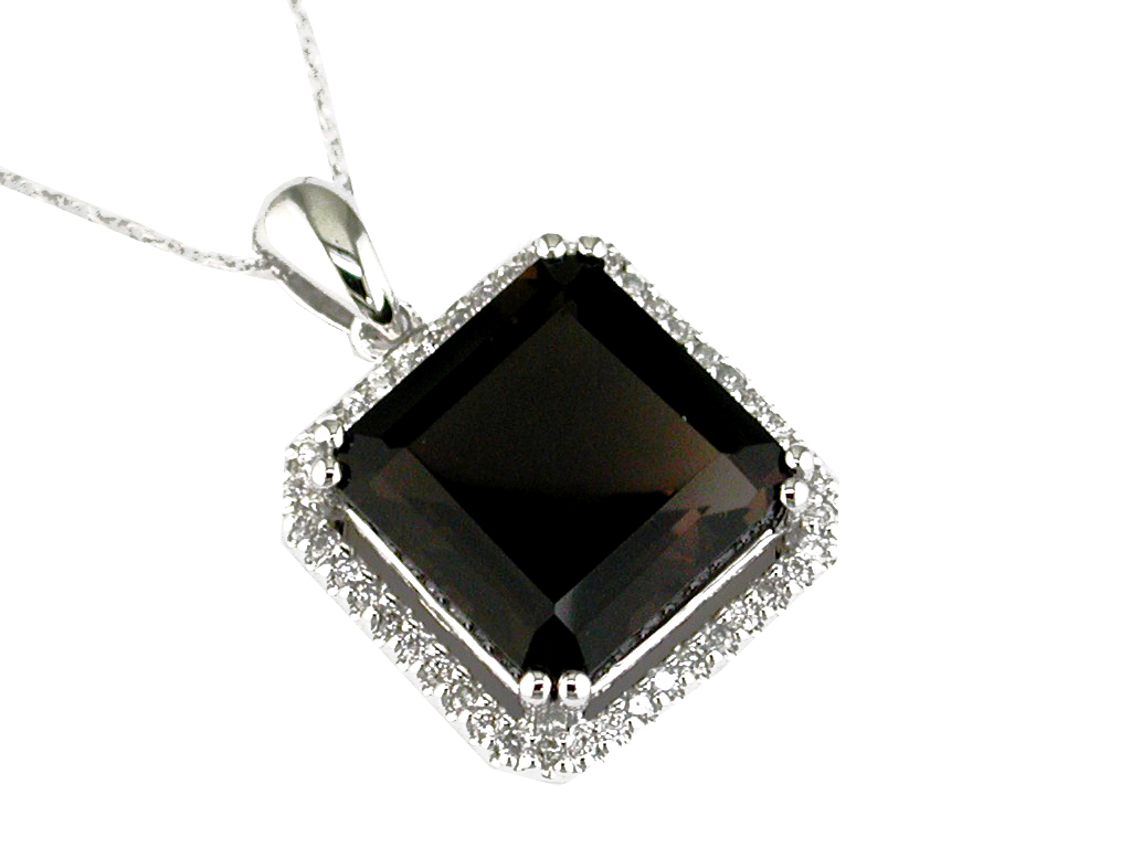 SMOKY QUARTZ & DIAMOND NECKLAC