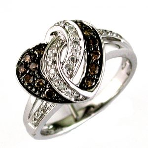 DIAMOND & MOCHA DIA HEART RING