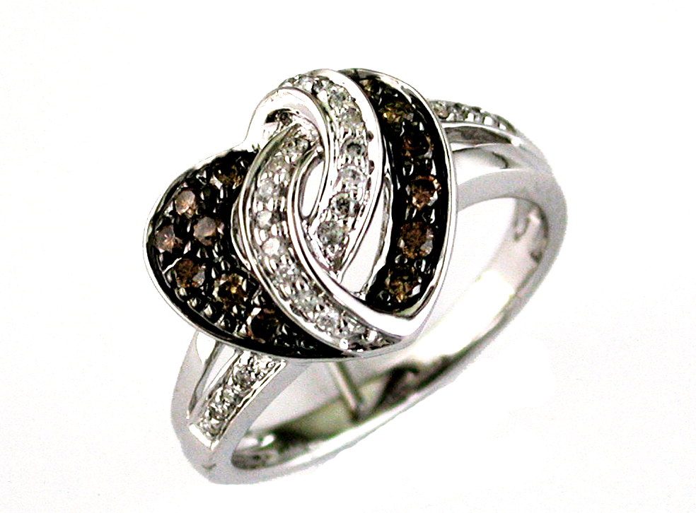 DIAMOND & MOCHA DIA HEART RING